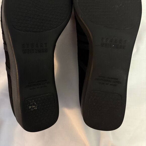 Stuart Weitzman Womens Black Suede Wedge Loafer Old Money Luxurious Latex sz 7.5 - Picture 6 of 16